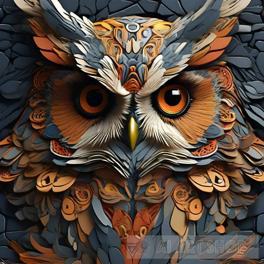 Unique 3-D Owl Painting | Original Handpainted selling Artworks by Calidé