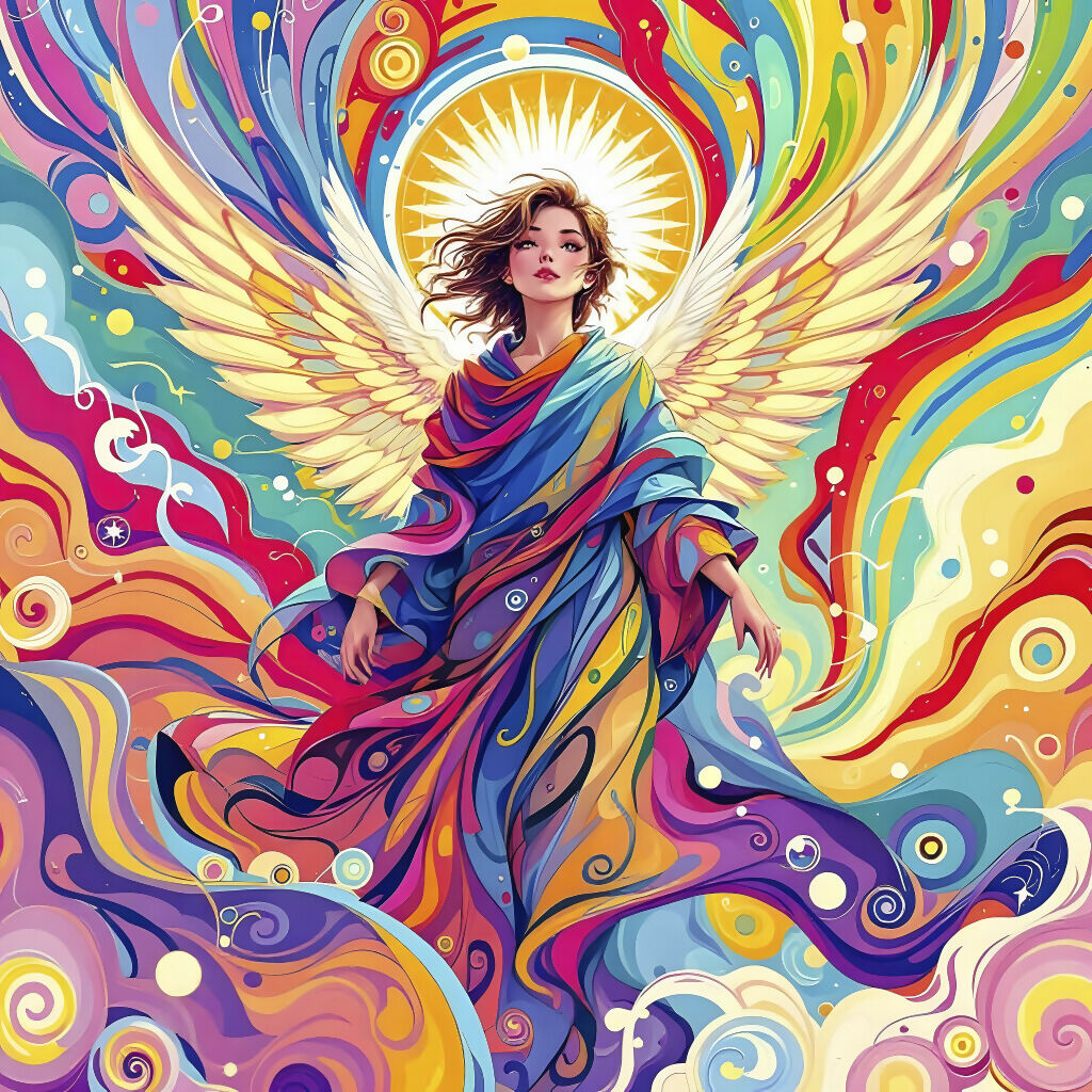 Spectrum Seraph – Psychedelic Rainbow Angel Art Print