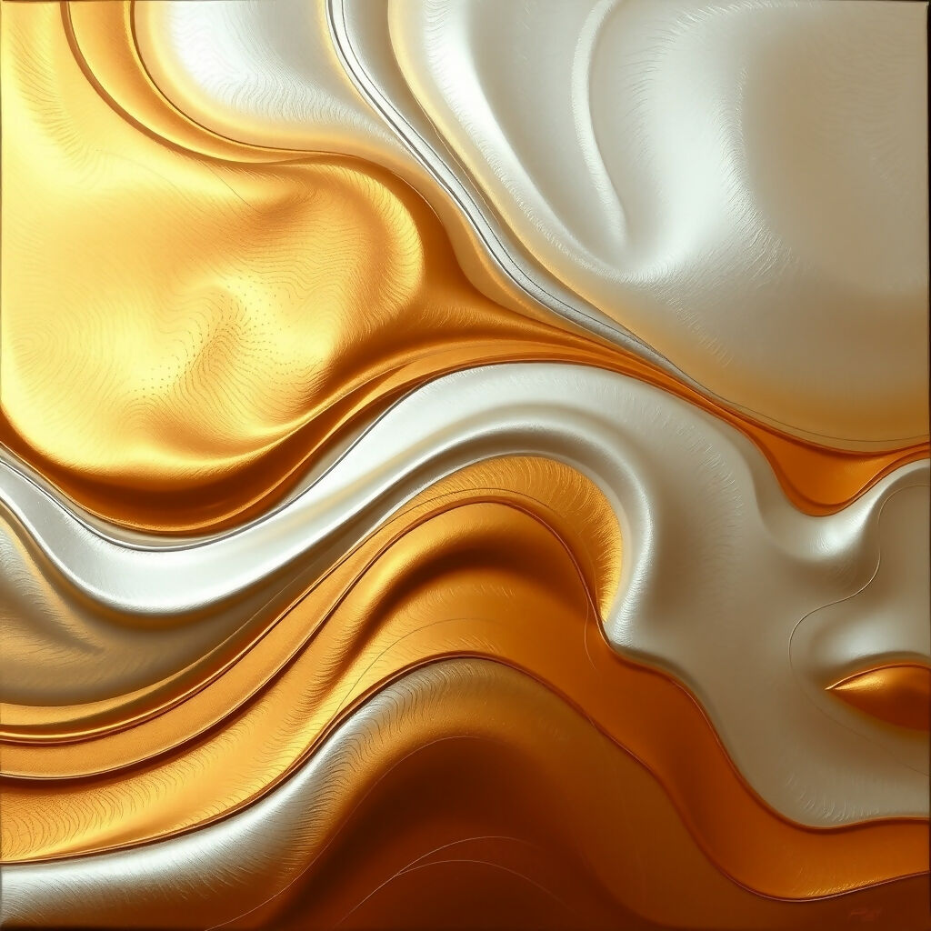Elegant Gold and Silver Abstract Fluid Wave Pattern