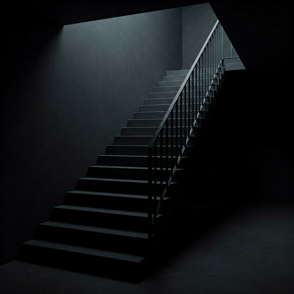 Minimalist Gray Interior Staircase | Architectural Art Photo