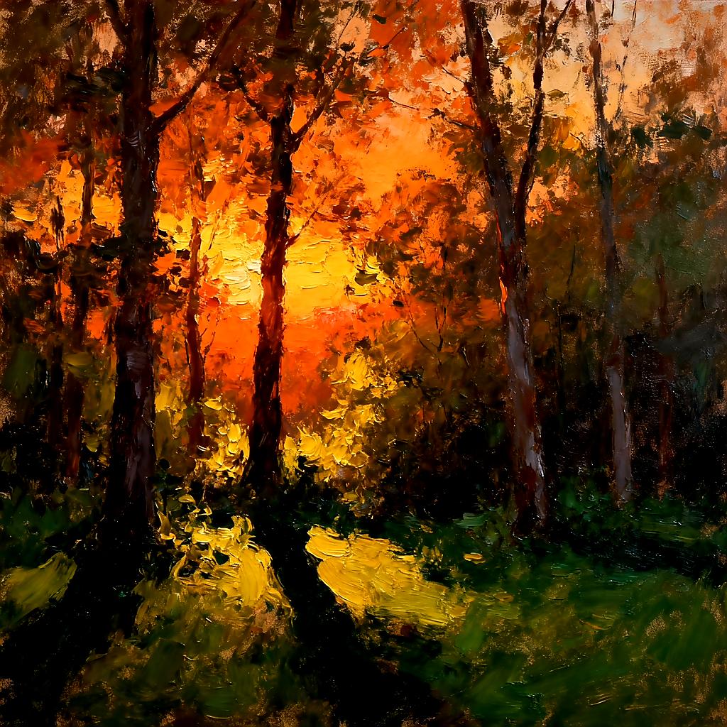 Golden Autumn Light – Impressionist Oil Style AI Art