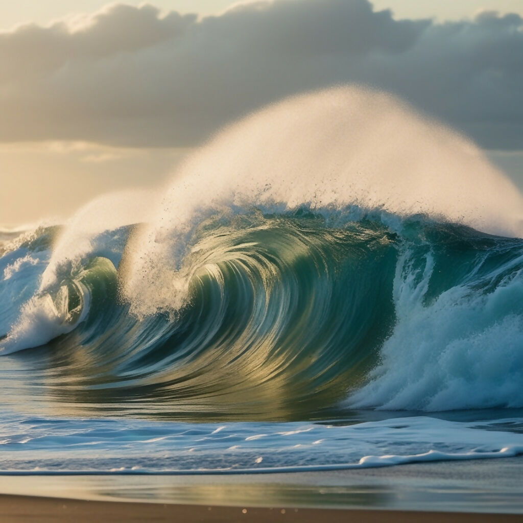 Powerful Ocean Wave Crashing with Dramatic Spray