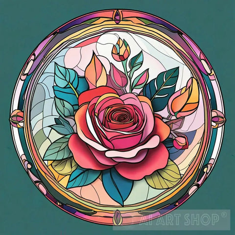 A Beautiful Rose In Circular Frame Ai Artwork