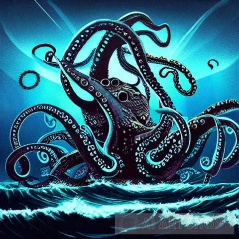 A Fantastic View Of A Giant Octopus In The Middle Ocean Animal Ai Art