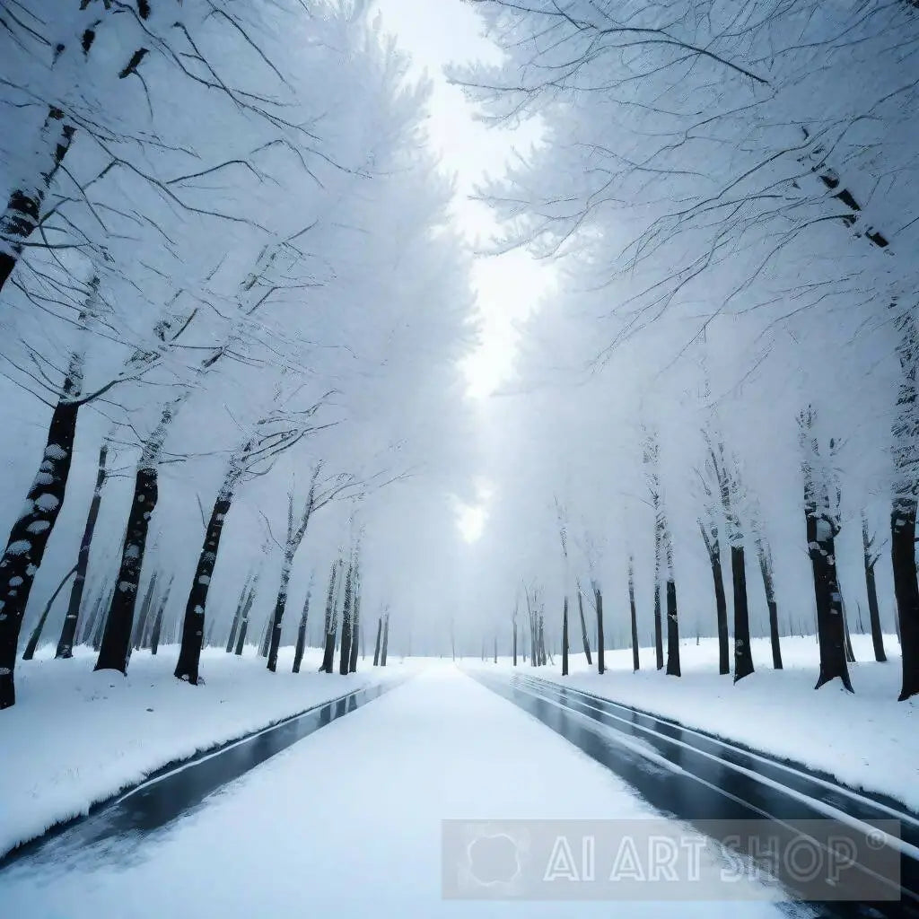 A winter wonderland, with delicate snowflakes falling gently from t...