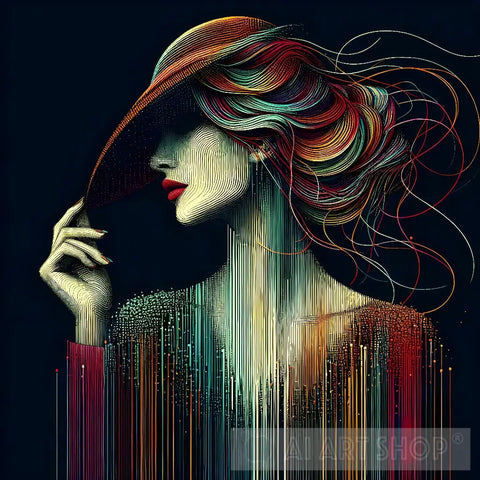 Abstract Woman With A Hat Ai Art