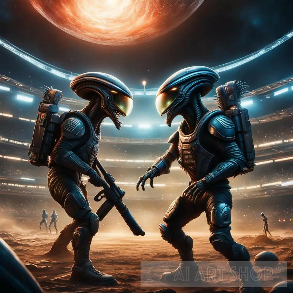 Aliens Playing Baseball Game