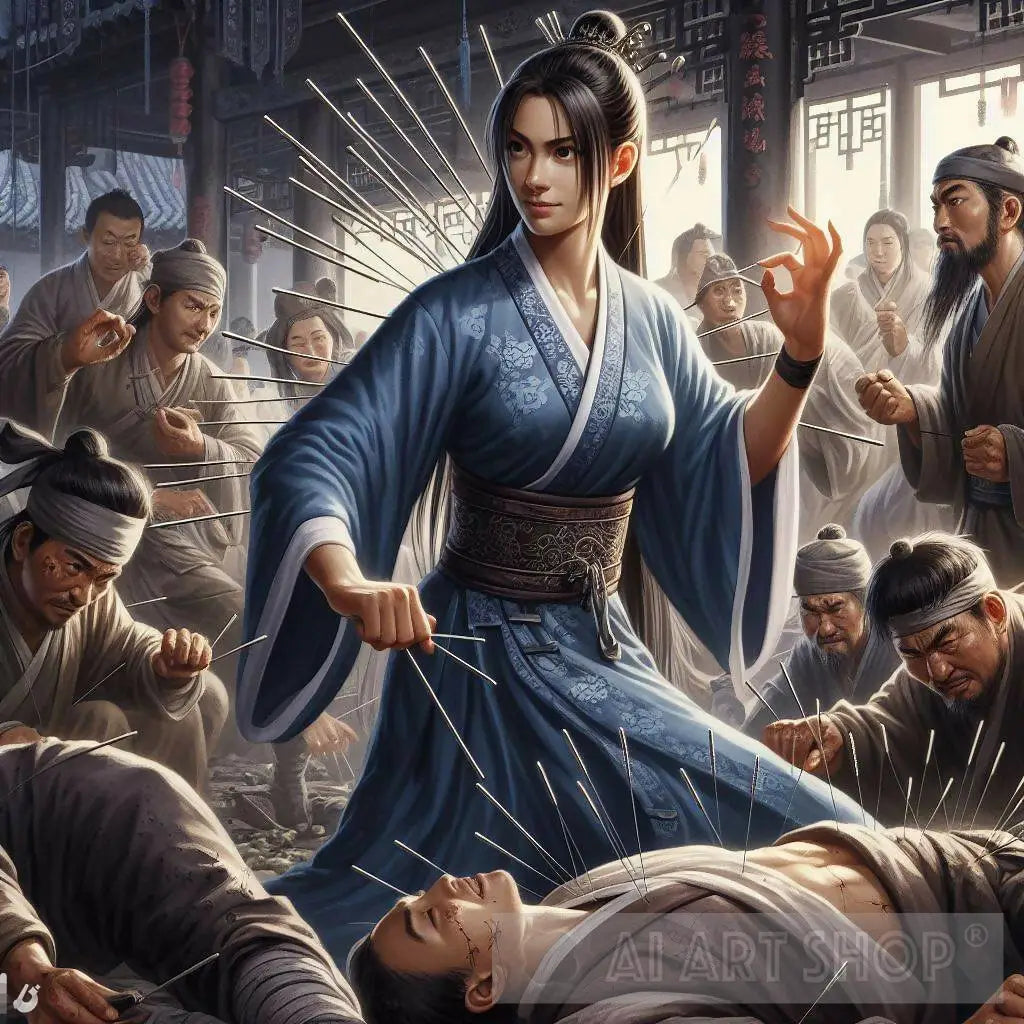 Ancient Chinese Female Doctor Wuxia Acupuncturist Wins a Fight in an I