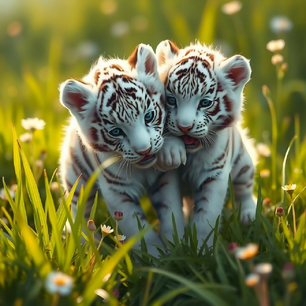 Animal AI Art, Home Decor, White Tiger Print, Digital Art, image size:1024x1024