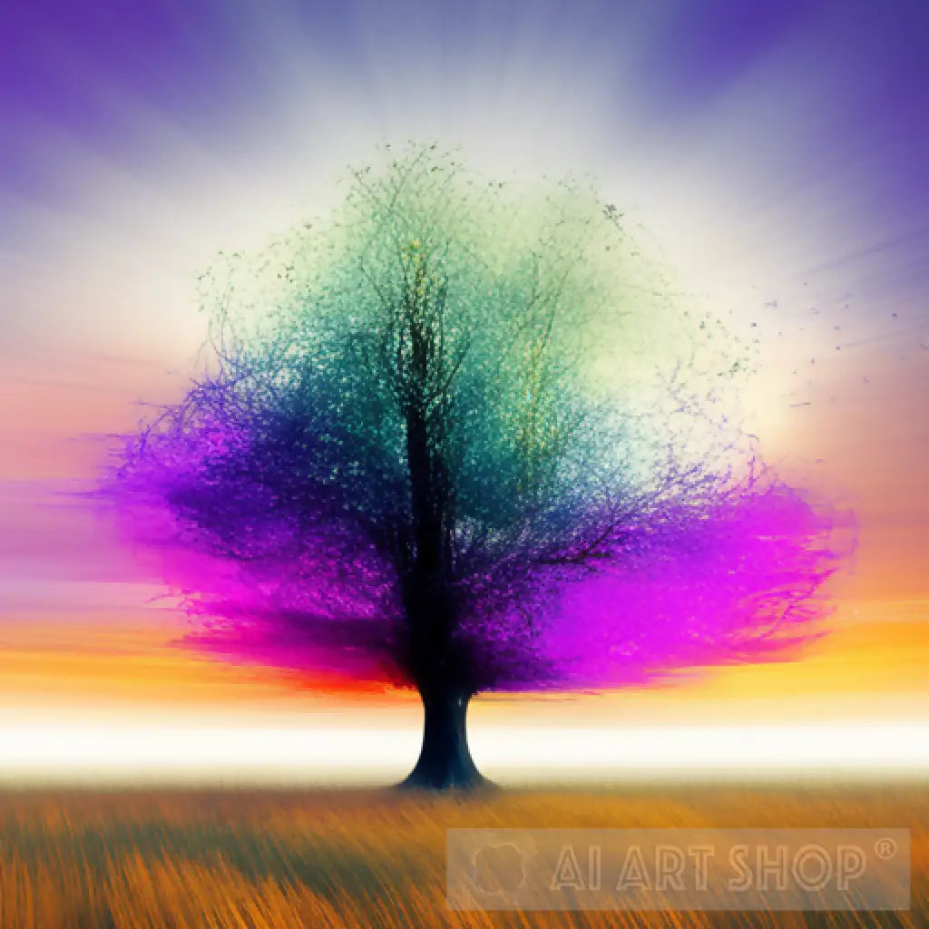 Beautiful colorful aerial phantasy tree art