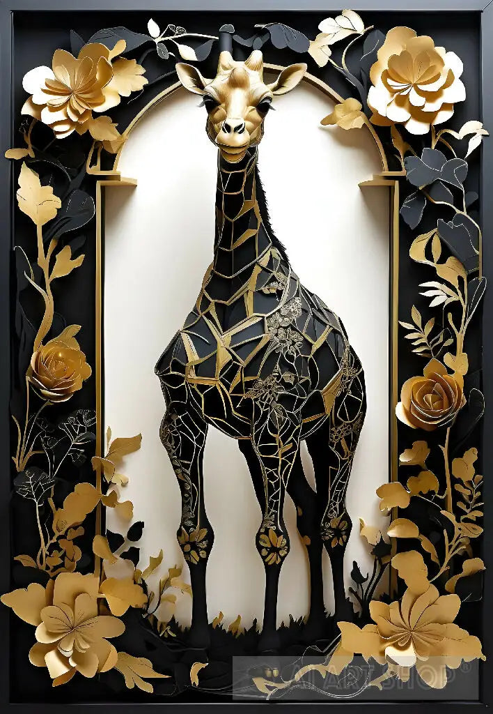Black and gold giraffe wall art