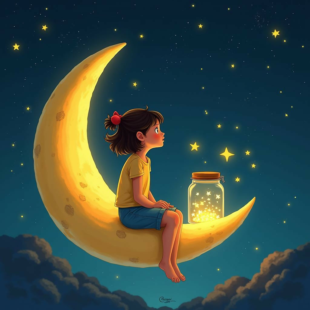 Moonlit Fireflies Art Print - Whimsical and Magical Nighttime Artwork