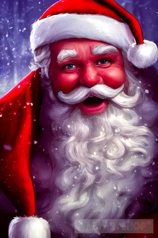 Cheerful Santa With Best Christmas Greetings Portrait Ai Art