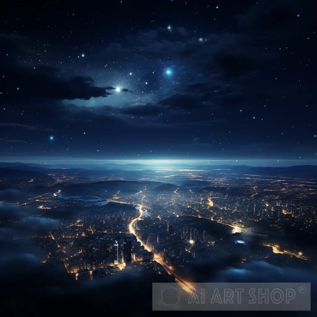 Coastal town at night