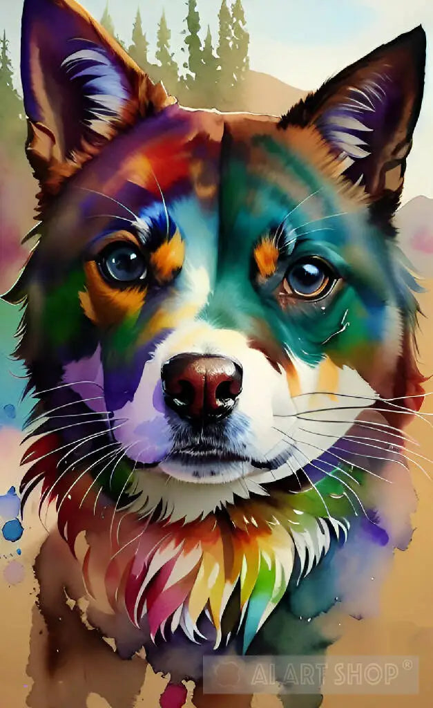 water color dog head painting