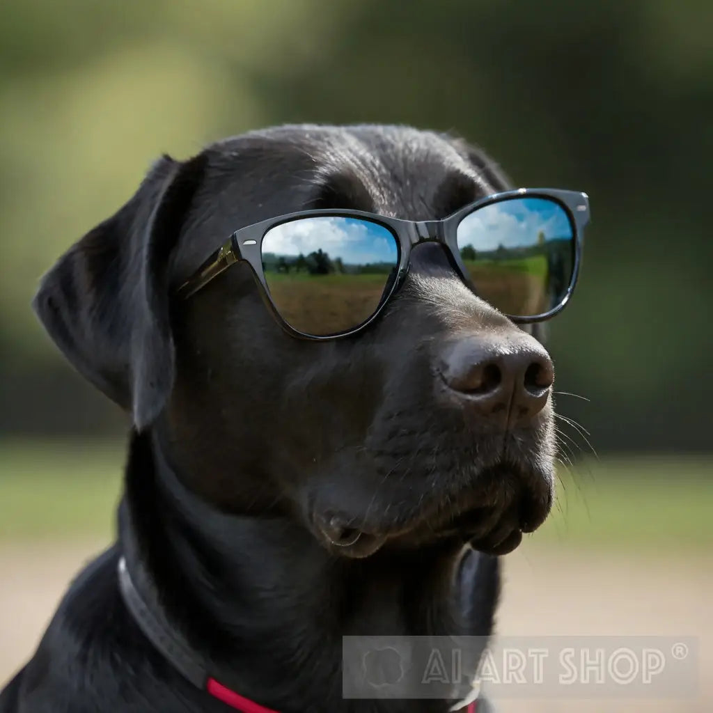 Cool Black Labrador Wearing Dark Sunglasses