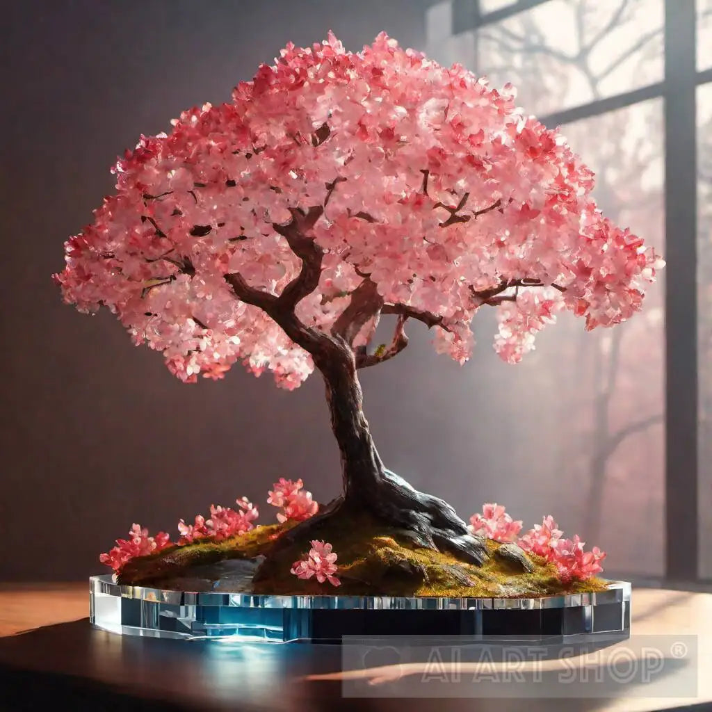 glass cherry blossom bonsai tree Crystal and Glass Cherry Tree Sculpture