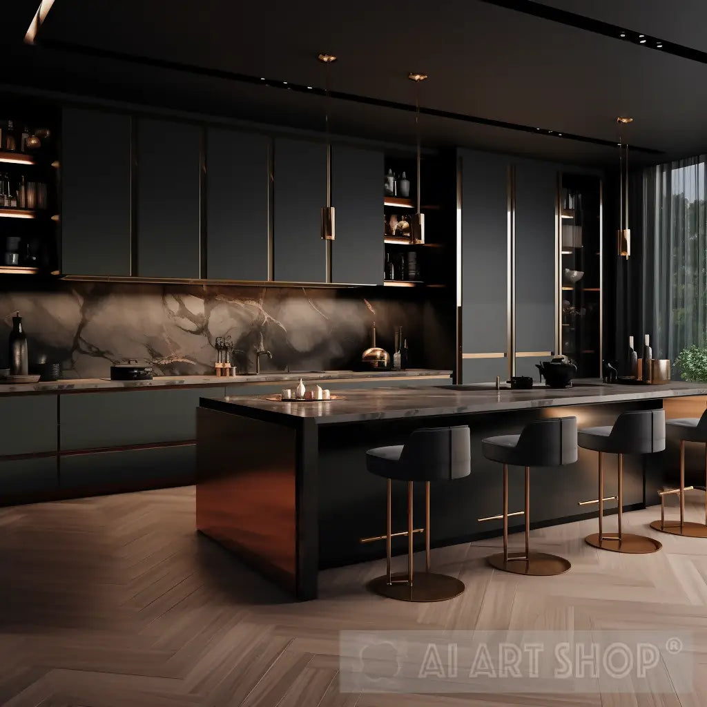 Brown And Black Kitchen