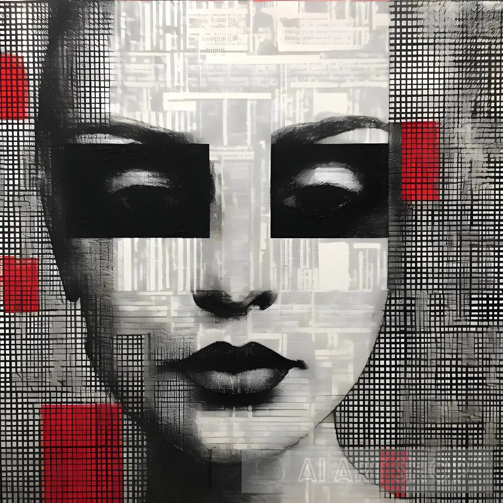 Enigmatic Vision Art - Surreal Charcoal Minimalism with De Stijl De...