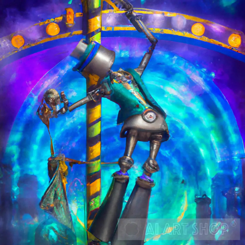 Exotic Robotic: Female robot pole dancing generative AI artwork pai...
