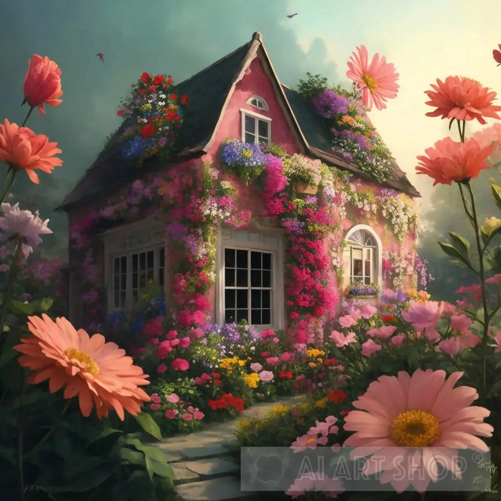 Flower house art
