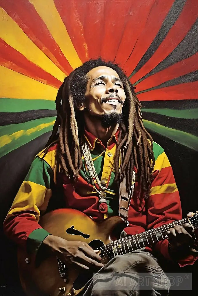 Iconic Melodies: Bob Marley Strumming the Guitar
