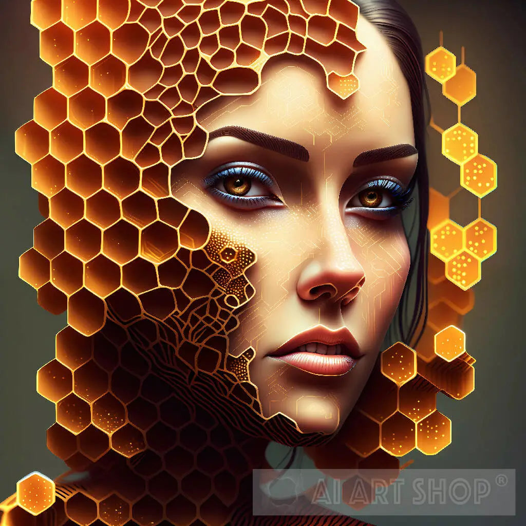 honeycomb face beautiful digital artwork