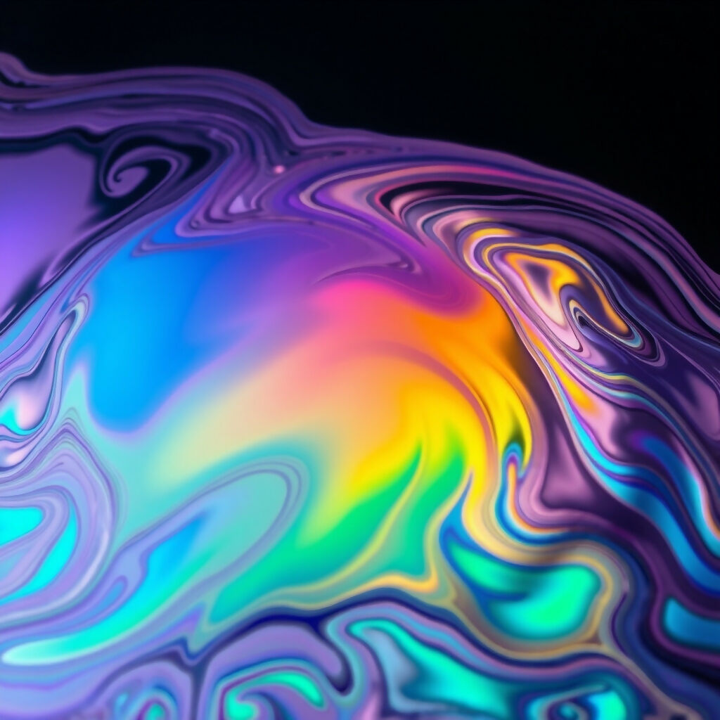 Abstract Liquid Swirl with Vibrant Iridescent Colors