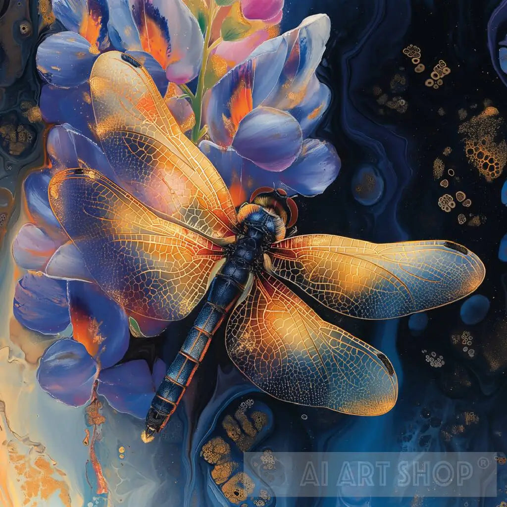 Glass Golden Glamour Lavender Dragonflie main image 1