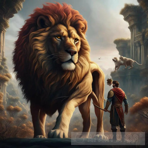 Lion And Human Ai Artwork