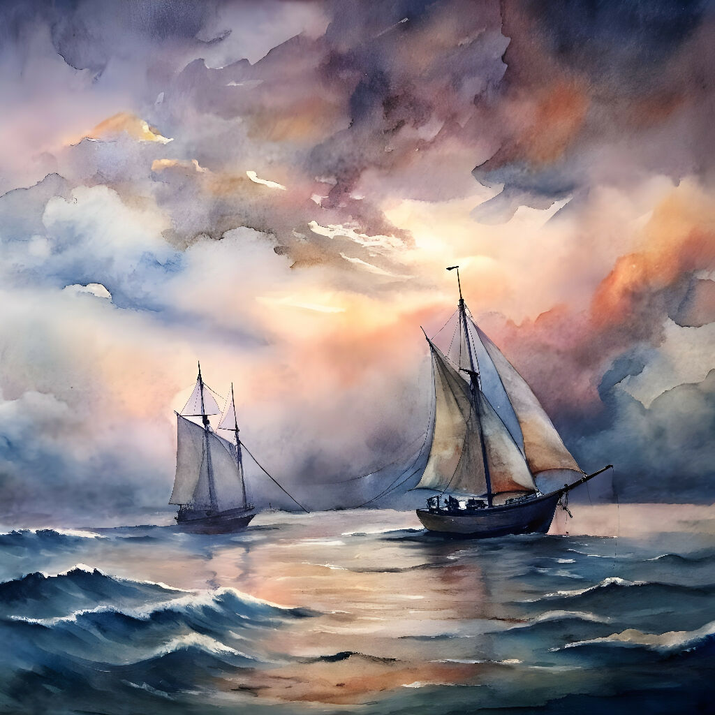 Serene Sailboats At Sunset Nautical Watercolor Wall Art For Coast Serene Sailboats At Sunset Nautical Watercolor Wall Art For Coast