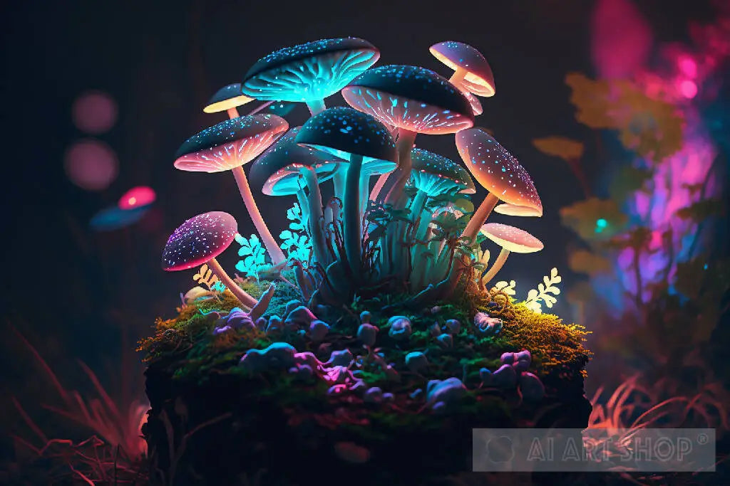 Mystical Trippy Mushroom Forest, Psychedelic, Hippie, Trippy V27