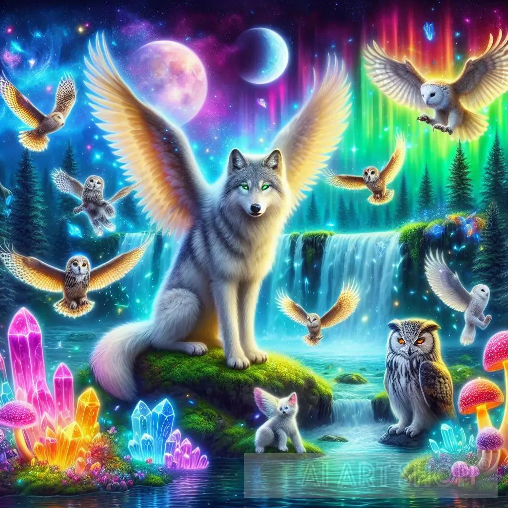 Beautiful and Mystical Winged Wolf