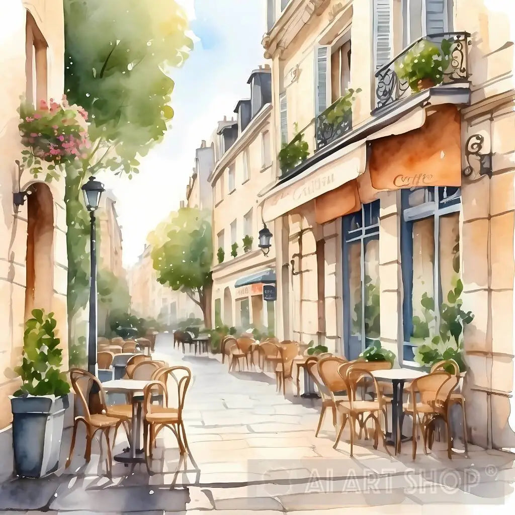 Paris Street Café Watercolor