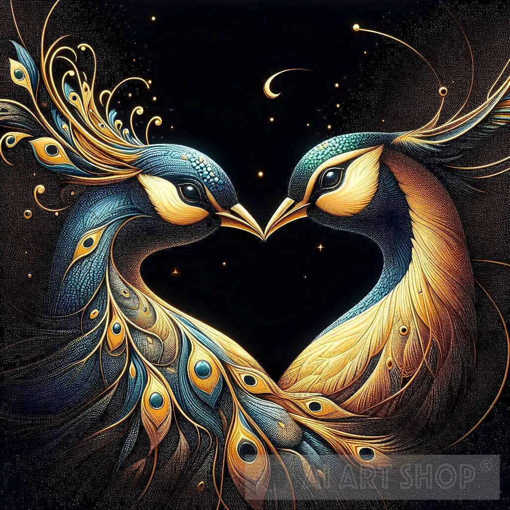 Image showcasing Peacocks In Love, Peacock Art, Love Birds, Nature Romance, Colorful...