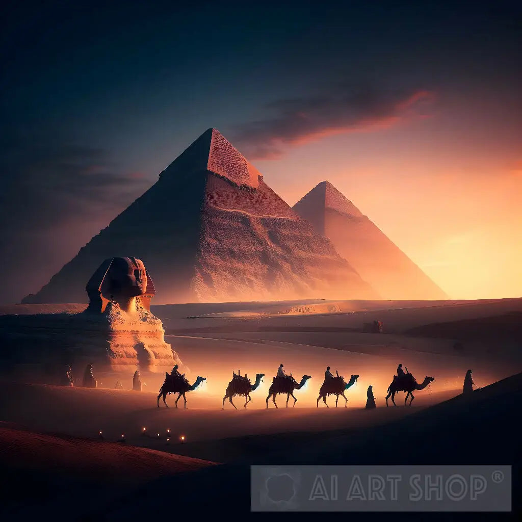 Pyramids In Egypt At Sunset - Majestic Ancient Wonders Wall Art | E...