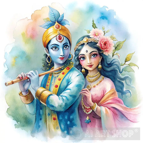 Radha Krishna Love Ai Painting