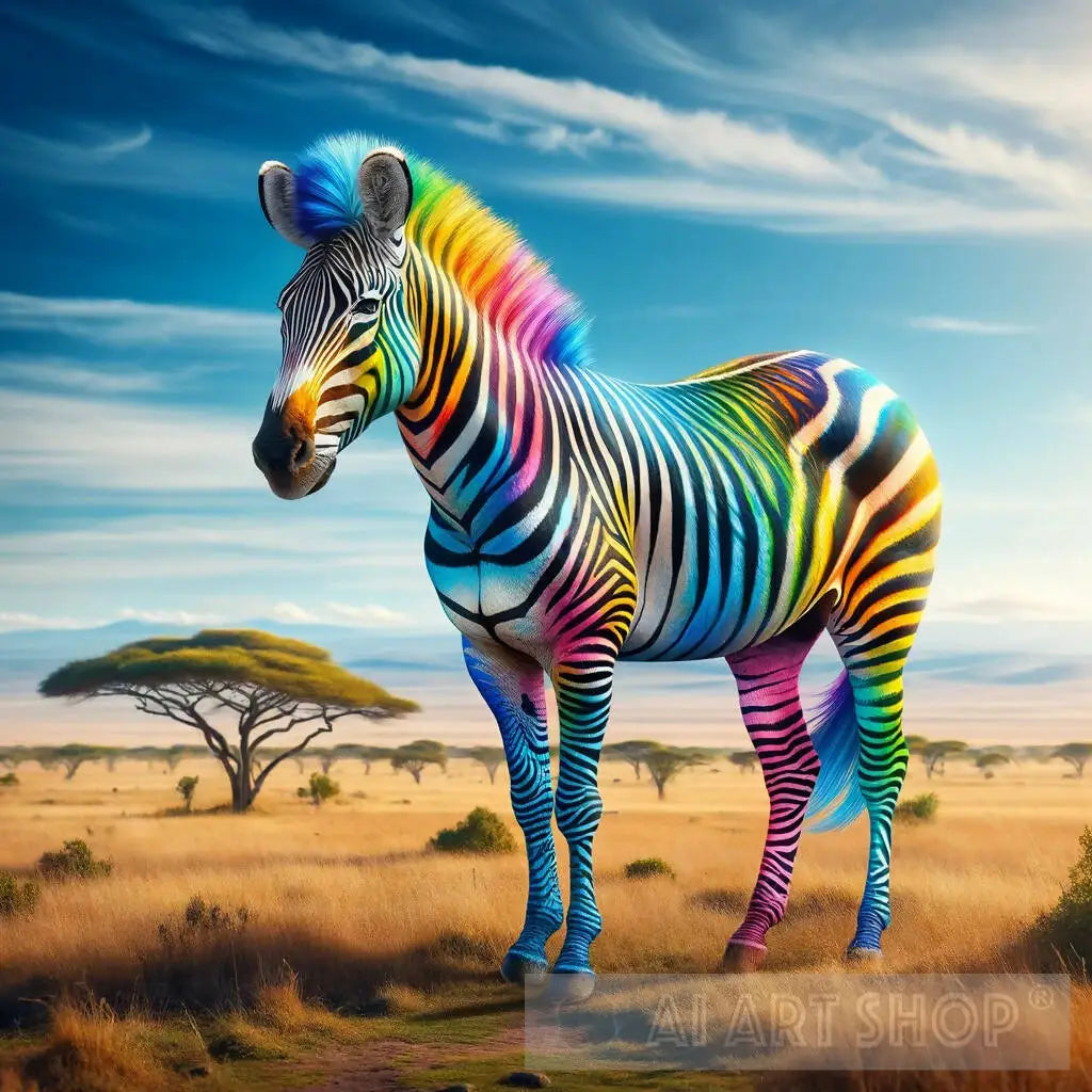 zebra africa rainbow savannah popart zebra-africa-rainbow-savannah-popart