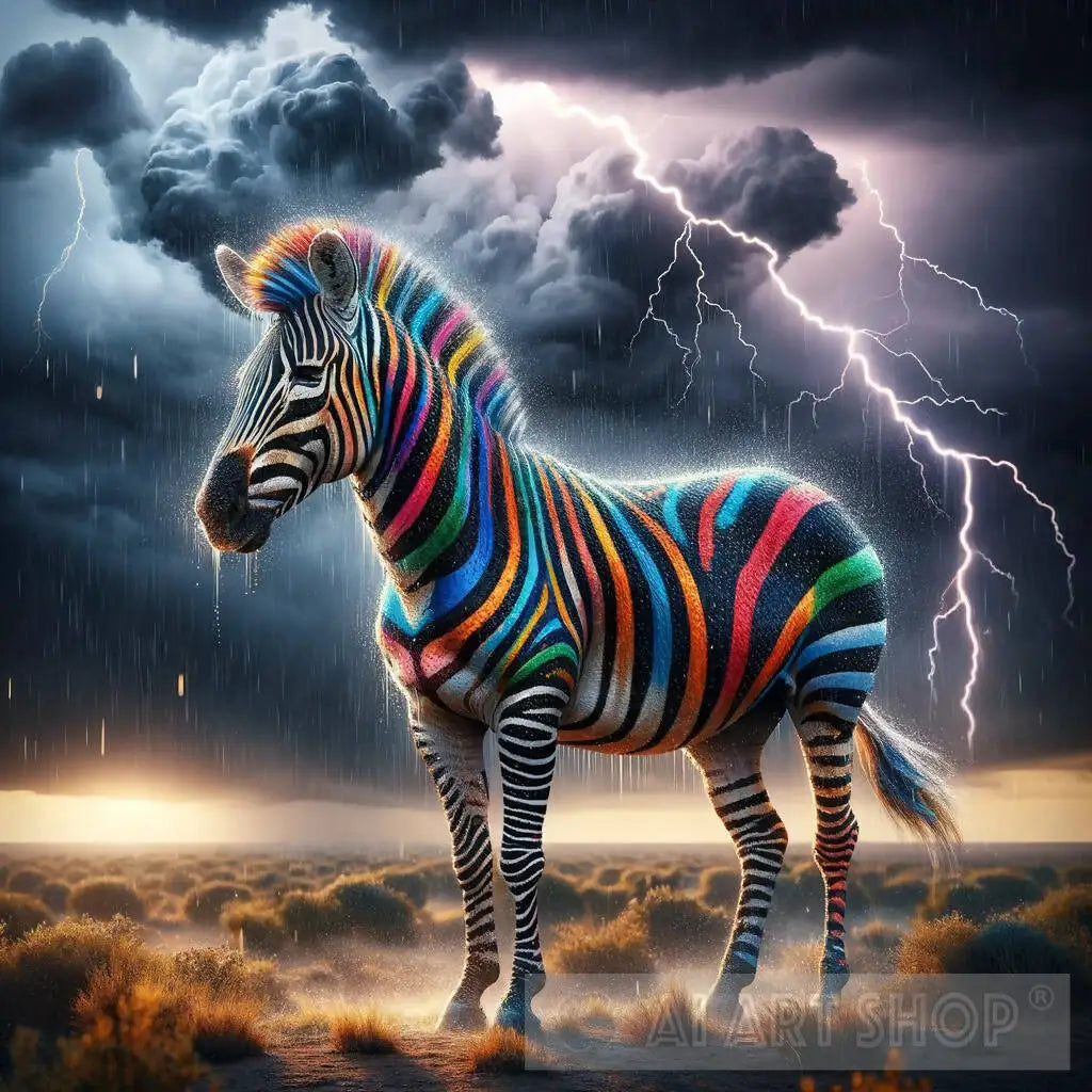 Rainbow Zebra in Savanah Storm