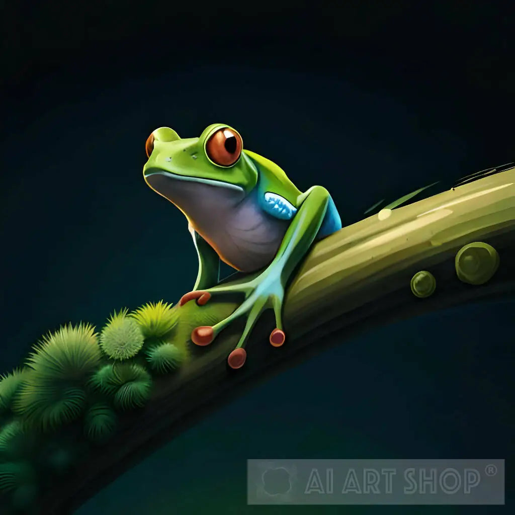 Exquisite Tree Frog Painting: Captivating Hyper-Realistic Illustration  Royalty-free AI images —