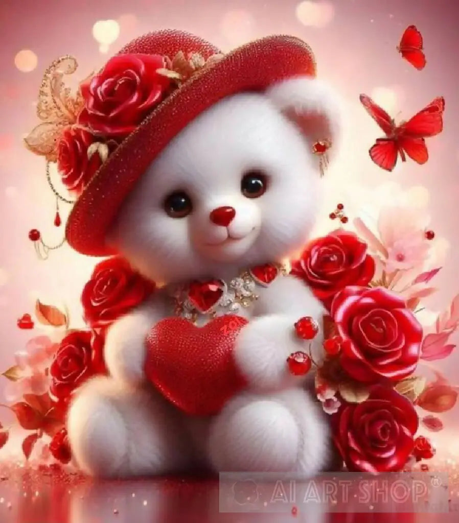 Romantic Teddy Embracing Love and Beauty