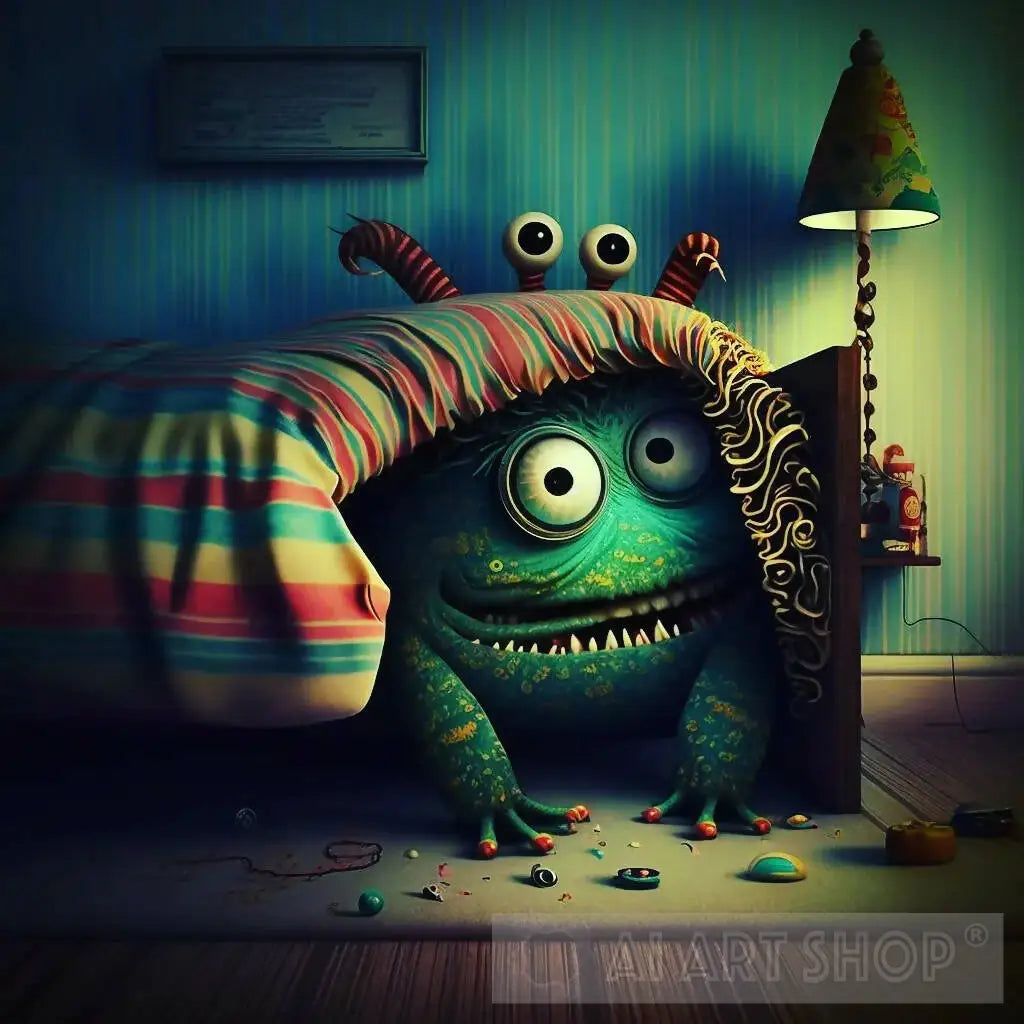 monsters under the bed cartoon Smiling Monster Under My Bed