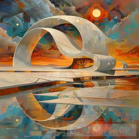 Surreal Spaceport Dawn - Surrealist Art Surrealism Ai