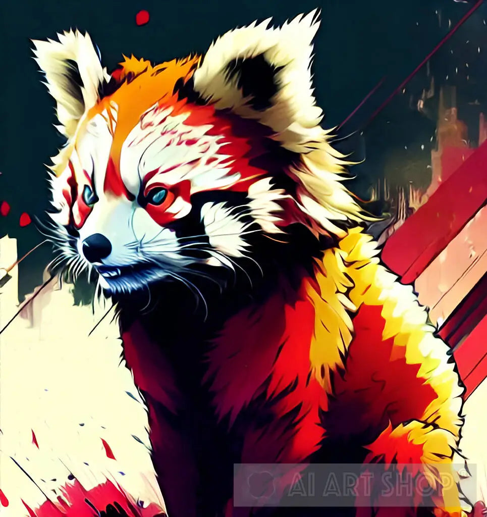 red, panda, street art,
