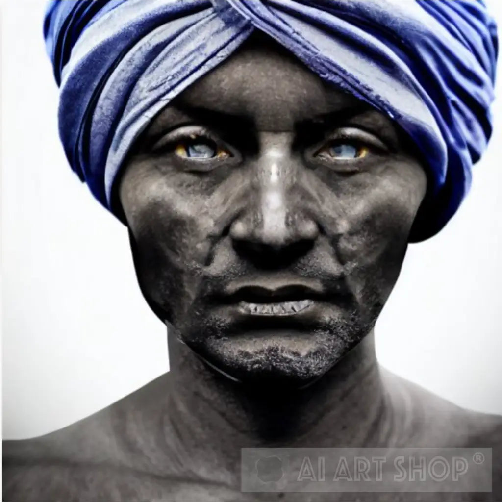 The portrait captures the man's proud and fierce determination,...