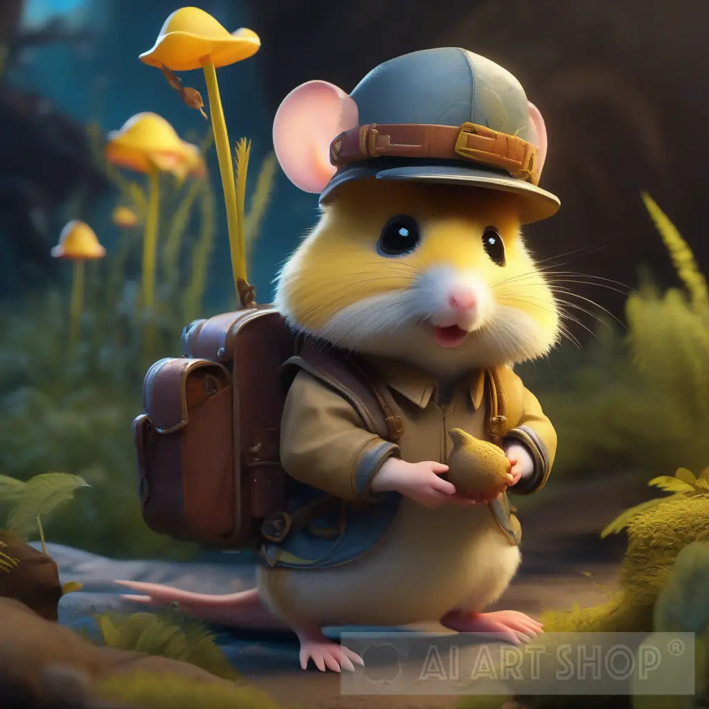 Traveller hamster with funny hat