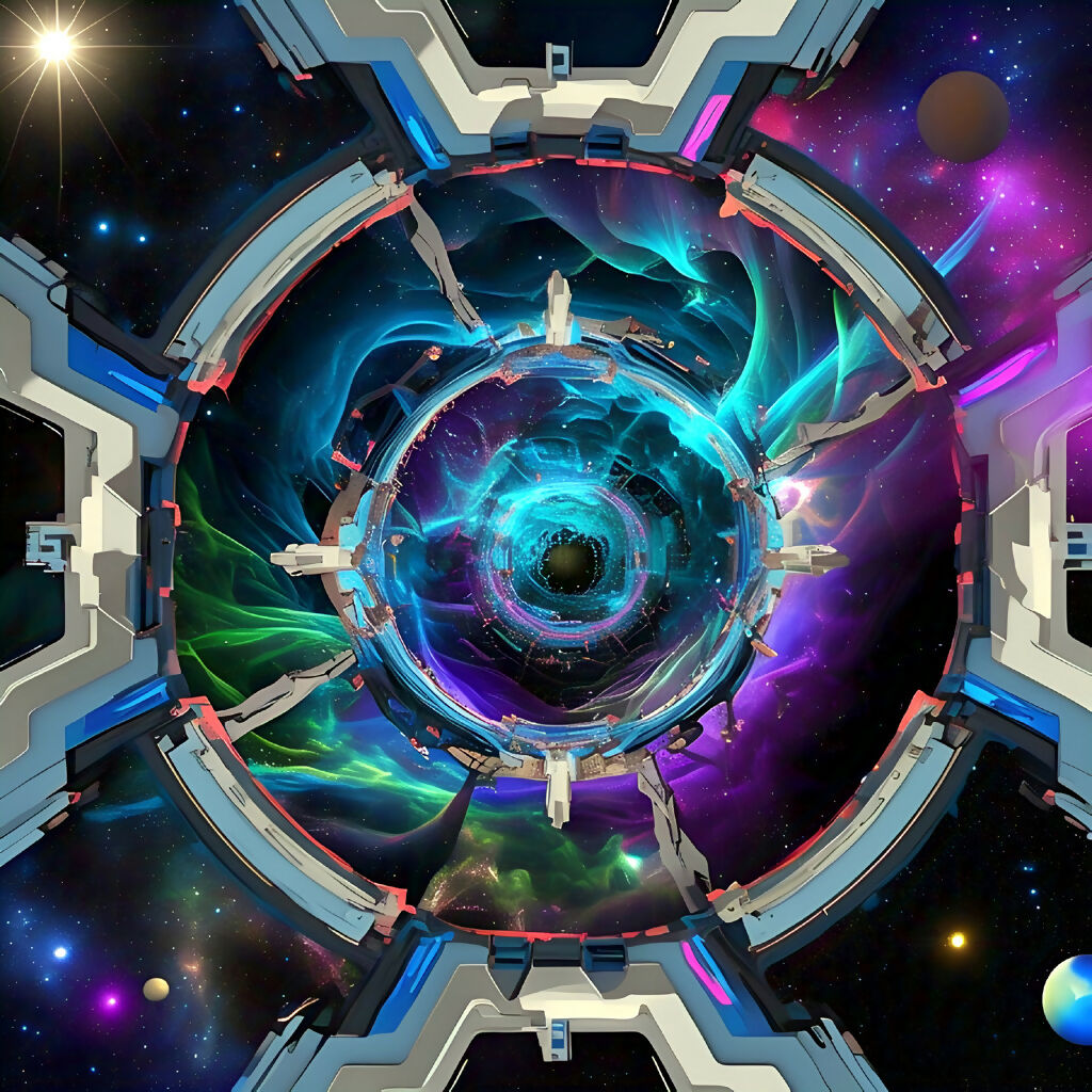 Galactic Vortex Gateway - Surreal Sci-Fi AI Artwork