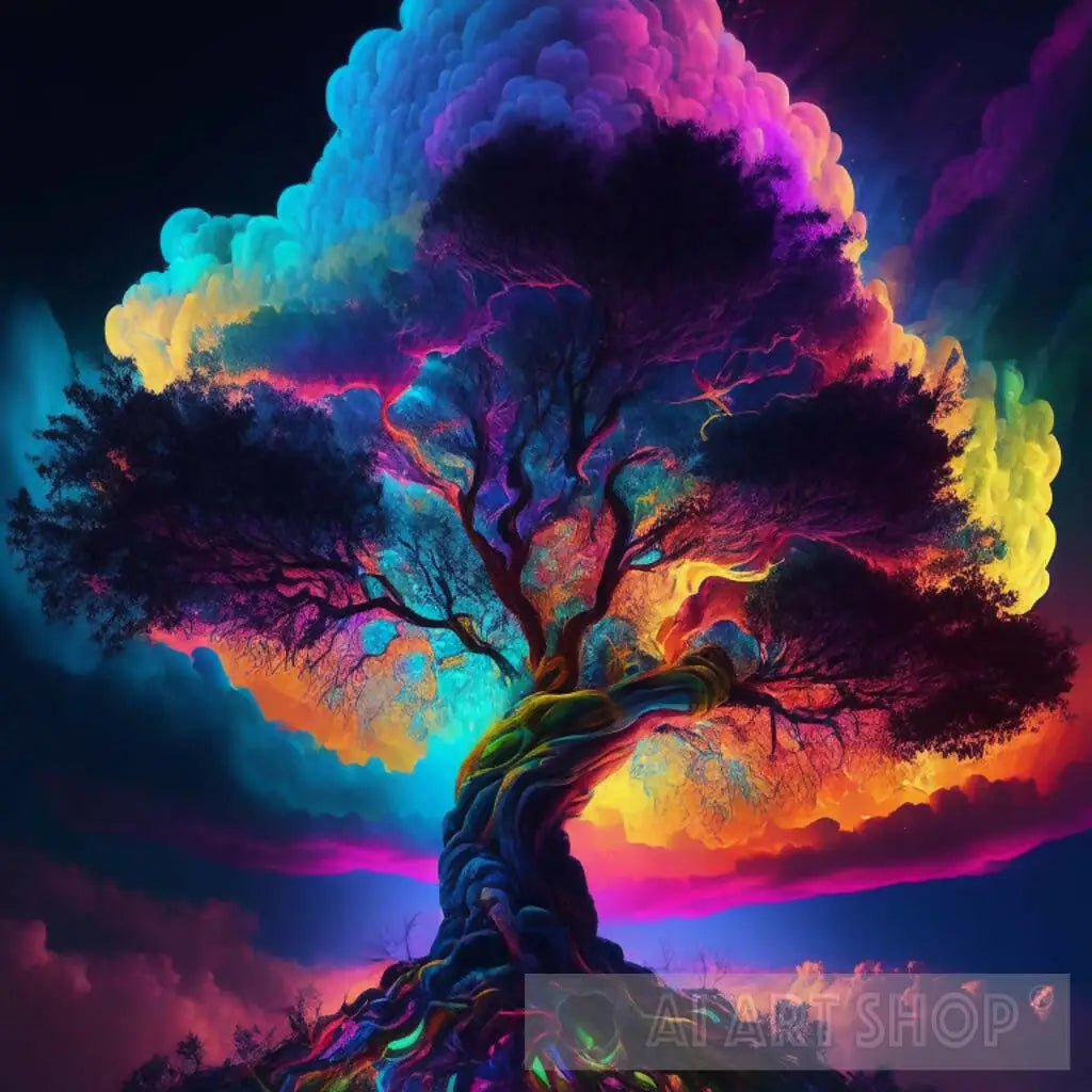Vibrant rainbow tree of life
