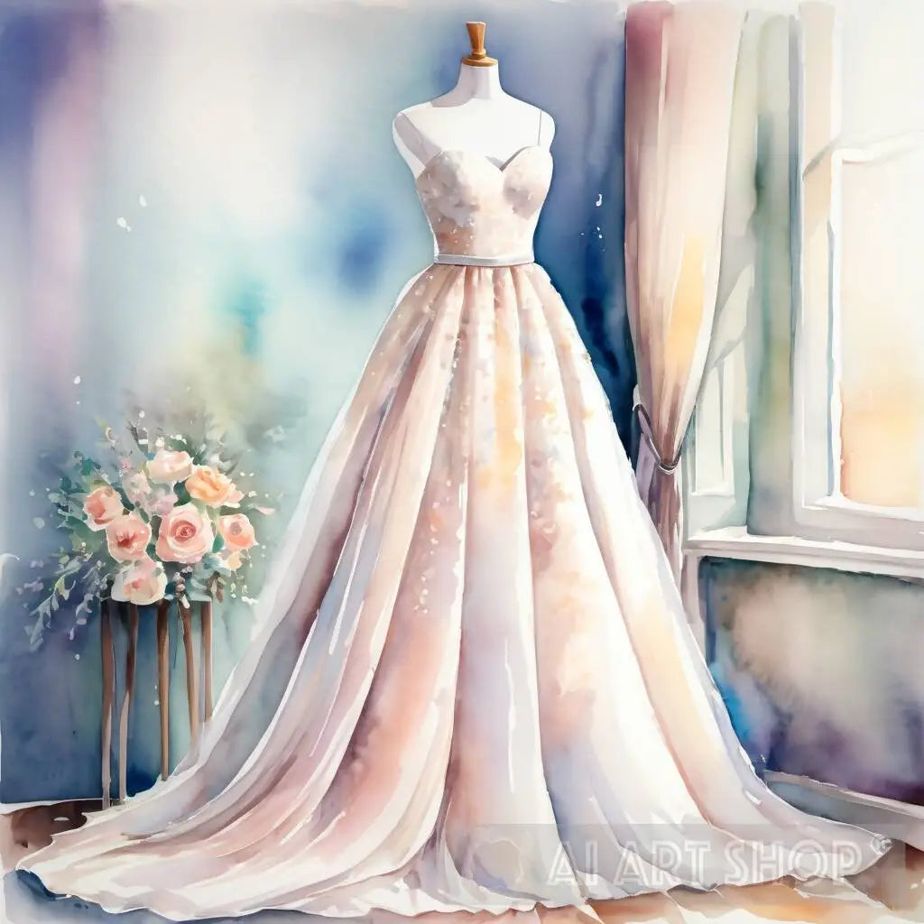 Watercolor wedding dress on sale