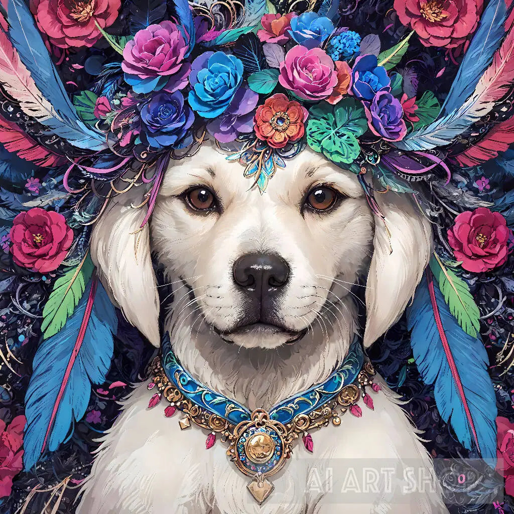 White Floral Dog